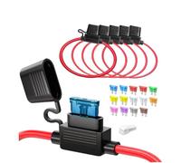 5 Stück Sicherungshalter 12V Volt Inline Wasserdicht - 16AWG Kfz Flachsicherungshalter Set mit 6 Flachsicherungen (3A-20A) + Sicherungszieher - ATO/ATC Kompatibel für Auto, LKW, Motorrad, Boot