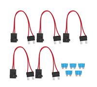 5-Teiliges Automobil-Kfz-Flachsicherungshalter-Set 16 AWG Mini-Sicherungshalter-Anschluss mit 5-Teiliger 15-A-Sicherung (ACL L 29,2 mm)