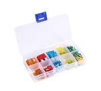 50 Stück Kfz Sicherung Set, 5A 10A 15A 20A 30A Standard und Mini Flachsicherungen, Zinklegierung, Klarer Deckel - Farbcode Für Einfache Identifikation, Inkl. Clip, Universell