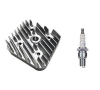 50ccm Zylinderkopf + Zündkerze BR9ES passend für Piaggio Diesis, Fly, Liberty, NRG, TPH, Vespa ET2, LX, Gilera Stalker, Typhoon - Leistungsstarkes Set passend für 2-Takt Motoren