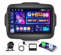 5G WiFi 4+64G Android Autoradio für Jeep Renegade 2016-2020 Wireless Carplay Android Auto,9 Zoll IPS Bildschirm Autoradio mit Navi Bluetooth5.0 FM/RDS SWC Rückfahrkam