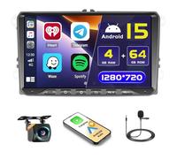 5G WiFi 4+64G Android Autoradio für VW Golf 5 Golf 6 Polo Skoda Passat Tiguan Touran Wireless Carplay Android Auto,9 Zoll Bildschirm Autoradio mit Navi Bluetooth5.0 FM/RDS SWC Rückfahrkam