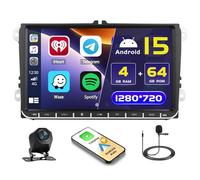 5G WiFi 4+64G Android Autoradio für VW Golf 5 Golf 6 Skoda Polo Passat Tiguan Touran Wireless Carplay,9 Zoll IPS Bildschirm Autoradio mit Navi Bluetooth5.0 Android Auto FM Radio SWC Rückfahrkam