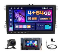 5G WiFi 4+64G Android Autoradio für VW Tiguan Touran Golf 5 Golf 6 Skoda Polo Passat Wireless Carplay Android Auto,9 Zoll Bildschirm Autoradio mit Navi Bluetooth5.0 FM/RDS SWC Rückfahrkam