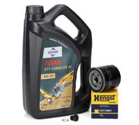 5L FUCHS TITAN 0W-20 Motoröl HENGST Ölfilter für VW GOLF 7 8 POLO 5 6 1.0-1.5TSI