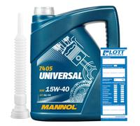 5L Mannol Motoröl Universal 15W-40 15W40 Motorenöl API SG/CD + Auslaufschlauch MN7405-5
