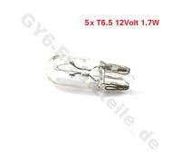 5x INSTRUMENTEN LÄMPCHEN 1.7W T6.5 SOCKEL z.B. CHINA ROLLER QUAD ATV ZNEN NOVA
