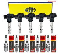 5x MAGNETI MARELLI Zündspule + CHAMPION Zündkerze für Audi A3 Sportback 8PA RS3