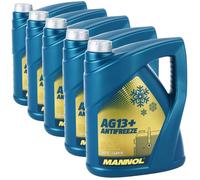 5x MANNOL Advanced Kühlerfrostschutz AG13+ -40°C, 5L