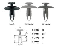 5x Spreizniet Clips Befestigung Klips Radhaus Ford Nissan 6 mm grau