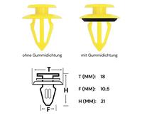 5x Türverkleidung Clips Befestigung Halter für Audi VW Ford Seat gelb mit Gummi