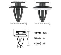 5x Türverkleidung Clips Befestigung Tür Clip für VW Audi Ford BMW 9 mm schwarz