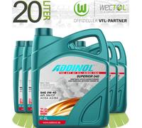 5x4 Liter Addinol Superior 040 Leichtlauf Motorenöl 0w40 API SN CF ACEA A3 B4
