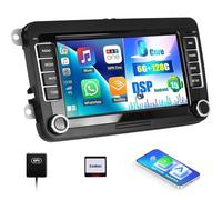 6+128G 8-Kern Android 15 CAMECHO Navi Autoradio 7 Zoll für VW Golf 5 6 Polo Touran Tiguan Passat B6 B7 Seat Skoda, Wireless Carplay Android Auto Bluetooth Volkswagen Radio mit WiFi GPS FM/RDS +Canbus