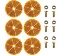 6 Stück Rückstrahler Rund, 60 mm Katzenaugen Anhänger, Anschraubbar Orange Katzenauge Seitenstrahler mit E-Prüfzeichen, Anhänger Reflektor für Pkw, Anhänger und Lkw