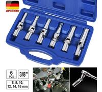 6-tlg Glühkerzen-Schlüssel 3/8" Glühkerzen-Gelenkeinsätze-Stecknuss-Satz 8-16mm