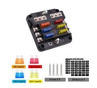 6-Wege-Sicherungskasten 12 V, 12 V, Flachsicherungsblock, 6 Schaltungen mit negativem Bus, wasserdichter Sicherungskasten mit LED-Anzeige für 12 V/24 V, Auto, Boot, Wohnmobil, Van, Fahrzeug
