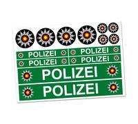 6 x Polizei Auto Boot Caravan Bus Bike Fahrrad Aufkleber grün Plakette RC Car
