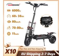 6000 W leistungsstarker Elektroroller, 60 V, 38 Ah, Höchstgeschwindigkeit 85 km/h, 100 km Reichweite, 11-Zoll-Reifen, doppelter stoßdämpfender, zusammenklappbarer EScooter für Erwachsene