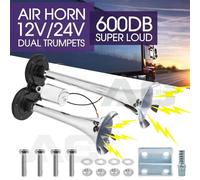 600DB Fanfare Hupe Druckluft Horn Nebelhorn Chrom mit Kompressor 12V 24V PKW LKW