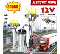 600DB Fanfare Hupe Druckluft Horn Nebelhorn Chrom mit Kompressor 12V PKW LKW Bus