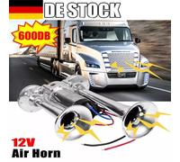 600DB Fanfare Hupe Druckluft Horn Nebelhorn Chrom mit Kompressor 12V PKW LKW Bus