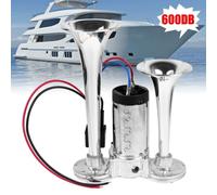 600DB Fanfare Hupe Druckluft Horn Nebelhorn Chrom mit Kompressor LKW PKW Bus
