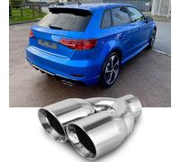60MM Auspuffblende Endrohrblende Edelstahl Doppelrohr Für Audi A3 8V / 1.4 1.8