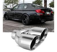 60MM Chrom Auspuffblende Endrohr Edelstahl Doppelrohr Auspuff für 5ER F10 M5 F11