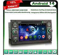 64GB Android 14 Autoradio GPS DAB+ Ford S/C-Max Focus Galaxy Kuga Fiesta Transit