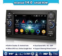 64GB Android 14 CarPlay Autoradio GPS Ford Focus MK2 C/S-Max Fiesta Transit Kuga