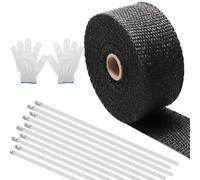 6M Hitzeschutzband Auspuff, Auspuff Dichtband mit 10Pcs Edelstahl Kabelbinder, Hitzeschutzband Auspuffbandage für Motorrad Auto Fächerkrümmer (Schwarz)