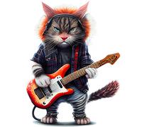 6X Autoaufkleber Sticker Rockstar Katze Tuning Auto Heckscheibe 9X9 cm