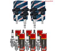 6x BOSCH Zündspule + CHAMPION Zündkerze für Audi A5 Cabriolet 8F7 S5 quattro VW