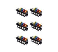 6X Flachsicherungskasten für Auto, Boot, Marine, 4-Wege, 12-32 V, 4-Kreis-Sicherungskasten mit Abdeckung