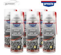 6x presto Starthilfe-Spray Ether-Basis Verbrennungsmotor Auto Zweirad LKW 400ml