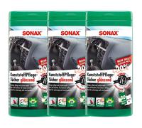 6x SONAX 25 Stück KunststoffPflegeTücher glänzend Box Feuchte Tücher