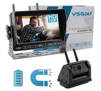 VSG24 7“ Element HD Funk Rückfahrsystem Akku Magnet für Wohnmobil & LKW, KFZ Set Rückfahrkamera kabellos + Monitor DIY Nachrüsten 12V-24V Kamera digital Auto Rückspiegel Pferdeanhänger Dashcam