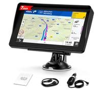 7" Navigationsgerät für Auto & LKW, Radarwarner, Kartenupdate | LKW-Routen zur Brückenvermeidung; 12 GPS-Kanäle für starkes Signal; Radarwarner; 7" HD-Display; Inklusive Anleitung