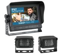 VSG24 Rückfahrkamera 7" Transporter-Set Transit inkl. Kamera, IP54 Spritzwassergeschützter Monitor, Kabel - Wasserdicht Nachtsicht 12V-24V Robustes Rückfahrsystem für Transporter Wohnwagen LKW