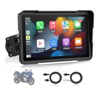 7 Zoll Motorrad Display mit Wireless CarPlay & Android Auto, 1000 Nits Helles Motorrad Navi Touchscreen, IP67 Wasserdicht, Dual-Stromversorgung (Acc/USB), Sprachsteuerung für Navigation & Musik