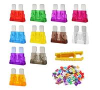 70 Stück Kfz Sicherungen Set, Flachsicherungen Kfz Mini, Autosicherungen Set Gemischt mit 2A 3A 5A 7.5A 10A 15A 20A 25A 30A 35A 40A und Sicherungszieher für Auto, Wohnmobil, LKW, Motorrad