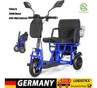 700W 3-Rad Kompakt Elektromobil Faltbar für Senioren 32km 48V/10Ah 25km/h 150kg