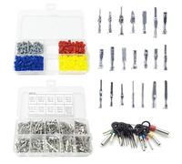 708 Stück Steckverbinder Pins Kit kfz Stecker 1/1,5/1,8/2,2/2,3/2,5/2,8/3,5mm Entfernen Werkzeugsatz, Männliche und Weibliche Drahtdichtungen Entfernen Werkzeugsatz für Autos Motorräder Boote