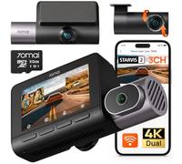70mai 4K T800 3 Kanal Dashcam Vorne Hinten Innen(2160P+2160P+1080P), Dual STARVIS 2 IMX678 3 HDR Dashcam Auto mit 512GB SD Karte, 4G LTE, KI-Bewegungserkennung, Nachtsicht, 24H Parküberwachung, ADAS