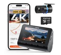70mai A800SE Dashcam Auto Vorne Hinten 4K HDR 2160P+1080P mit 128GB SD Karte, Dual Autokamera 3" IPS, F1.55 Blende Nachtsicht, 210Sek.Puffer Notfall-Voraufzeichnung, Parküberwachung, Max 512GB