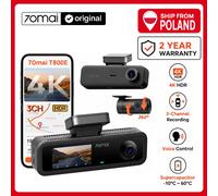 70mai Dashcam 4K T800E 3-Kanal Vorne Hinten Innen 3-in-1 Sprachsteuerung 24H Parküberwachung Superkondensator GPS 1080P Rückkamera Auto-DVR Drei Kameras, GPS und WLAN, geeignet für den Einsatz in