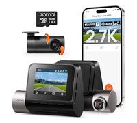 70mai Dashcam Auto Vorne Hinten A510, 2.7K 1944P+1080P Dash Cam STARVIS 2 Dual HDR Nachtsicht, Autokameras mit Parküberwachung, GPS, G-Sensor, ADAS, Loop-Aufnahme, App-Steuerung, 64GB SD Karte