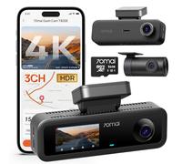 70mai T800E 4K Dashcam Auto 3-Kanal, 4K+1080P+1080P Vorne Hinten Innen 3 Channel Autokamera mit HDR F1.55, IR Nachtsicht, Parküberwachung 24H, GPS, G-Sensor, WiFi 6, Superkondensator mit 64GB SD Karte