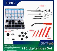 716 tlg. Auto KFZ Spreiznieten Sortiment Autotür Befestigung Clips Kit Set Innen
